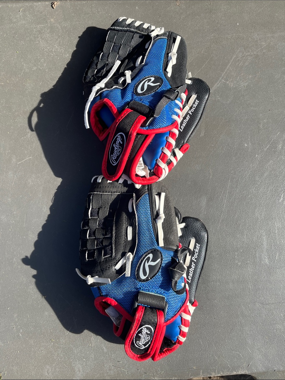 Rawlings Blue, Black & Red Youth Baseball Gloves - Pair